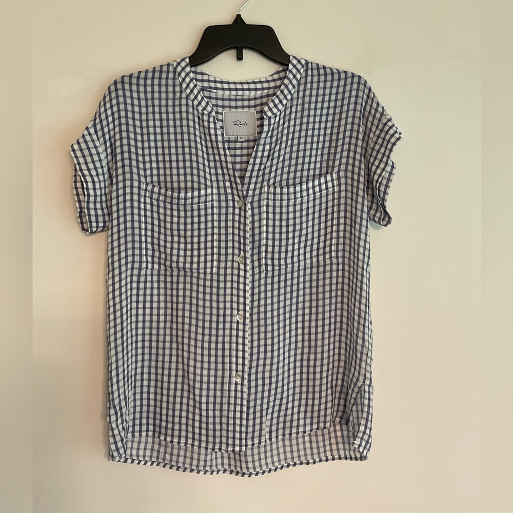Rails Cito Shirt~Blue & White Plaid~XS~Lightweight & Airy~Retail $168~NWOT